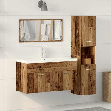 vidaXL 3-delige Badkamermeubelset bewerkt hout oud, Verzenden, Nieuw