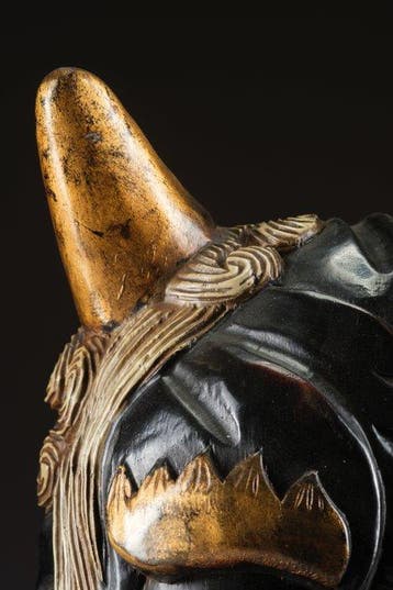 Namahage-masker van een zwarte demon - Gelakt hout - Japan -