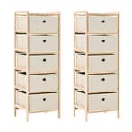 vidaXL Opbergrekken met 5 stoffen manden 2 st cederhout, Verzenden, Nieuw