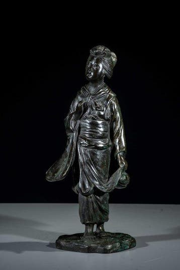 Brons - Signed Seiya saku  - Een bronzen okimono van
