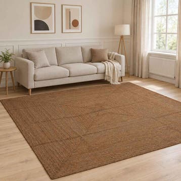 vidaXL Gebied Tapijt Grijs 300 x 300 cm Jute, Verzenden
