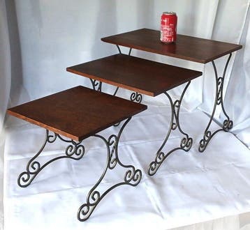 Dravo - Set bijzettafels - Hout, metaal, geanodiseerd - Drie