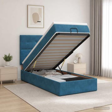 vidaXL Ottoman bed met matras Donkerblauw 80 x 200 cm, Verzenden