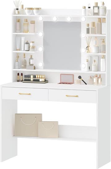 Hzuaneri Make-uptafel met spiegel, make-uptafel met legplank, Verzenden, Nieuw