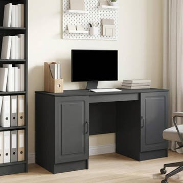 vidaXL Bureau Zwart 142,5 x 50 x 75 cm Bewerkt hout, Verzenden, Nieuw