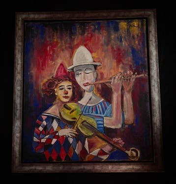 Paul Permeke (1918-1990) - Twee hilarische muzikale clowns.