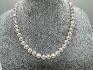 Zonder minimumprijs - Choker halsketting Zilver Parel -, Handtassen en Accessoires