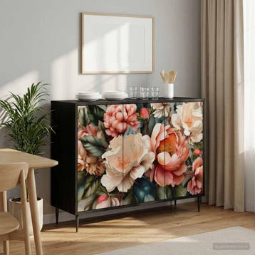 vidaXL Dressoir BORNE Zwart eiken 102 x 33 x 76 cm Bewerkt, Verzenden, Nieuw