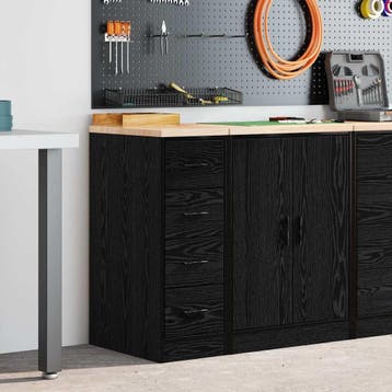 vidaXL Garagekast 30x51x85 cm massief grenenhout zwart, Verzenden