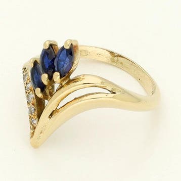 Bague - 14 carats Or jaune Diamant (Naturelle) - saphir, Bijoux, Sacs & Beauté