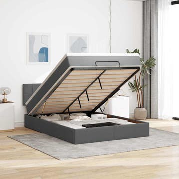 vidaXL Bed poef met matras en LEDs stof 140x190 cm, Verzenden