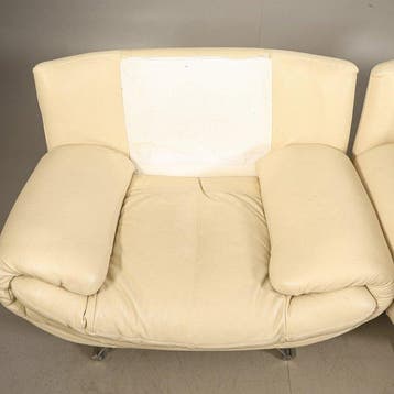 Fauteuil - Roestvrij staal, Synthetisch leder - Set van twee