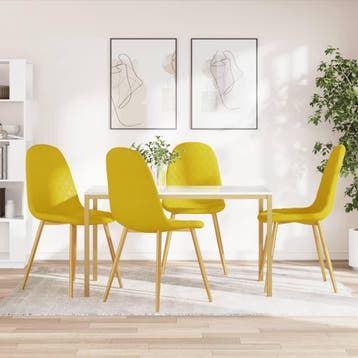 vidaXL Eetkamerstoelen 4 st fluweel mosterdgeel, Huis en Inrichting, Stoelen, Verzenden, Nieuw