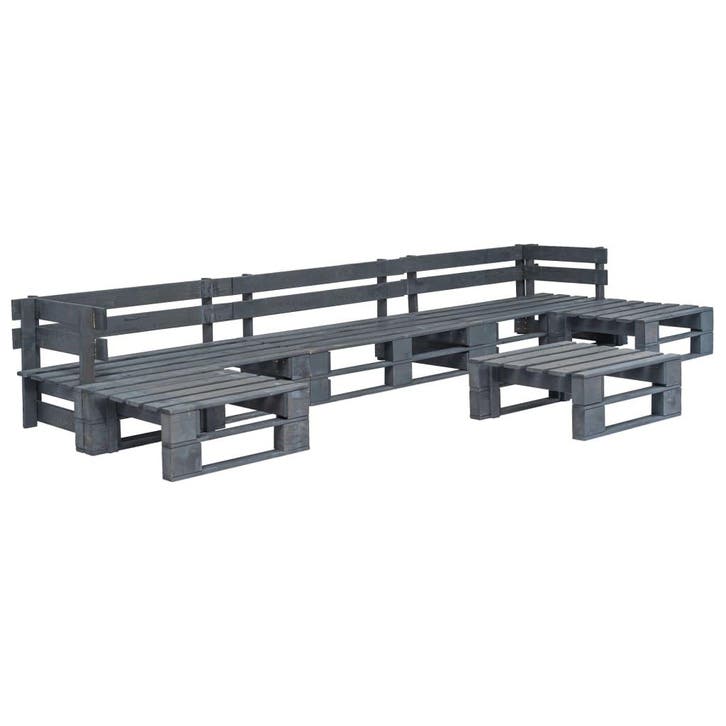 vidaXL 6-delige Loungeset pallet hout grijs, Jardin & Terrasse, Ensembles de jardin, Envoi