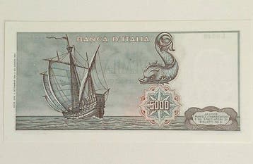 Italië. - 5.000 Lire 03/09/1964 Colombo - Gigante BI 66A;