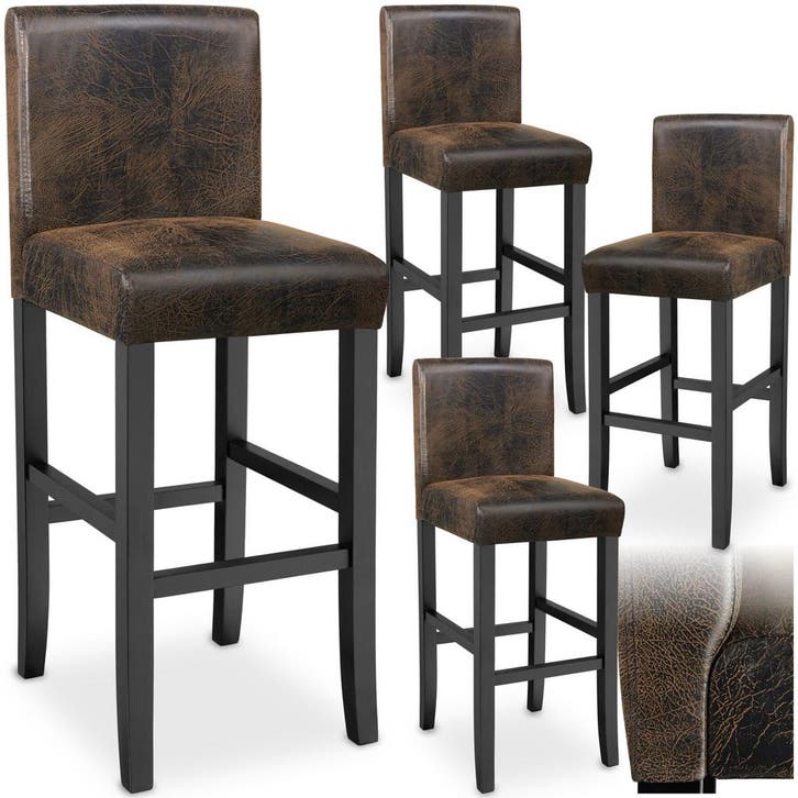 Barkruk van kunstleer - oud bruin, Set van 4, Maison & Meubles, Tabourets de bar, Envoi