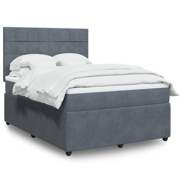 vidaXL Boxspring met matras fluweel donkergrijs 140x200 cm, Verzenden