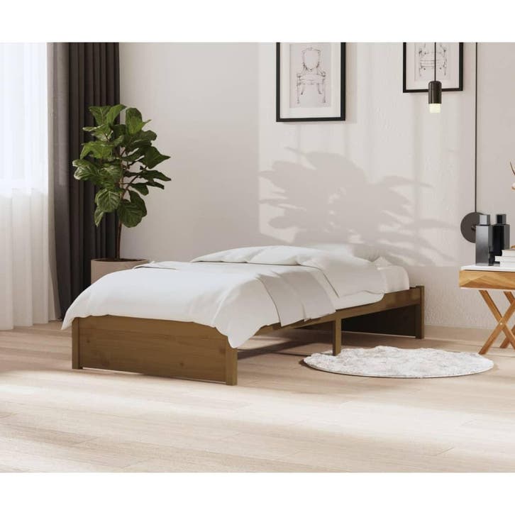 vidaXL Bedframe massief hout honingbruin 90x200 cm, Huis en Inrichting, Slaapkamer | Bedden, Nieuw, Verzenden