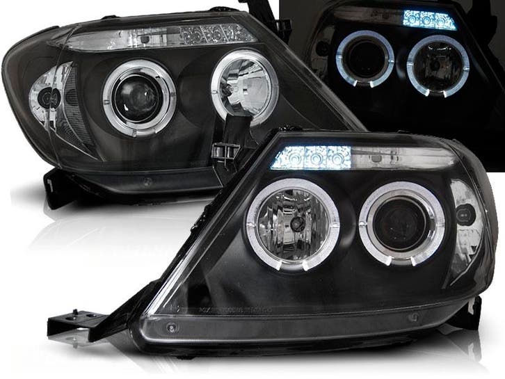 Koplampen Angel Eyes | Toyota Hilux 2005-2011 | zwart, Auto-onderdelen, Verlichting, Nieuw, Toyota, Verzenden