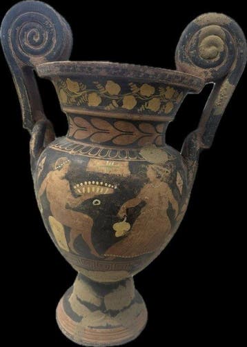 Faïence Vase - 45 cm - Réplique dun cratère à volutes, 1900, Verzamelen, Mineralen en Fossielen