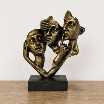 sculptuur, Expressive Three Human Faces Contemporary Artwork