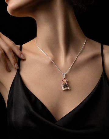 Ametriet ketting - 925 Sterlingzilver goudplating -