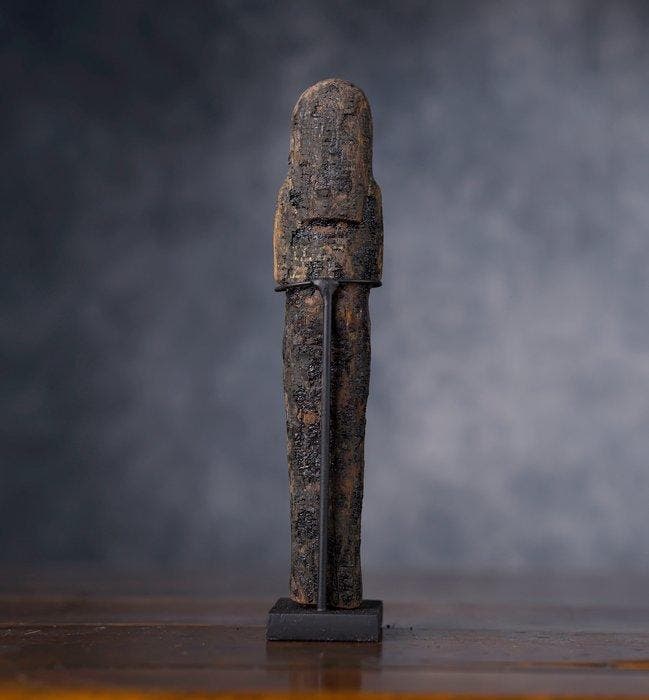 Oude Egypte, houten funeraire shabti - 20.5 cm, Verzamelen, Mineralen en Fossielen