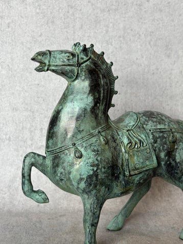 Beeld, Tang-Dynastie stijl paard - 22 cm - Brons, Antiek en Kunst