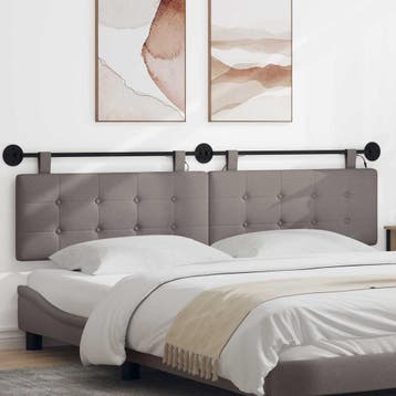 vidaXL Hangend hoofdbord Taupe Stof, Verzenden