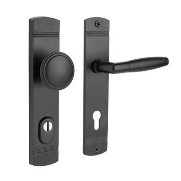 Retro buitendeurbeslag knop/klink PC92 in mat zwart met k..., Ophalen of Verzenden, Klink of Kruk