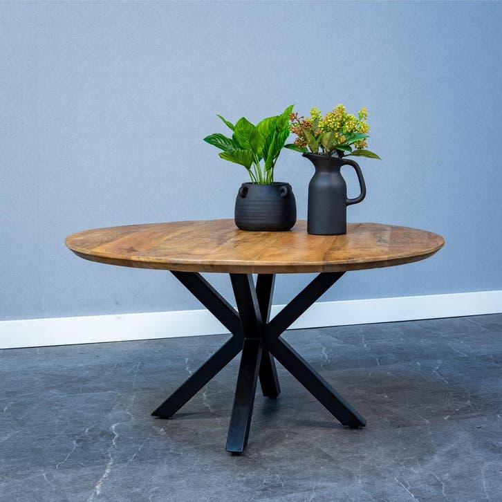 Salontafel Mangohout Tess Rond 90 cm, Huis en Inrichting, Tafels | Salontafels, Nieuw, Overige houtsoorten, Rond, Verzenden