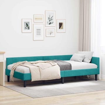 vidaXL Hoek Bed Frame met hoofdeinde Turquoise 90 cm x 190, Verzenden, Nieuw