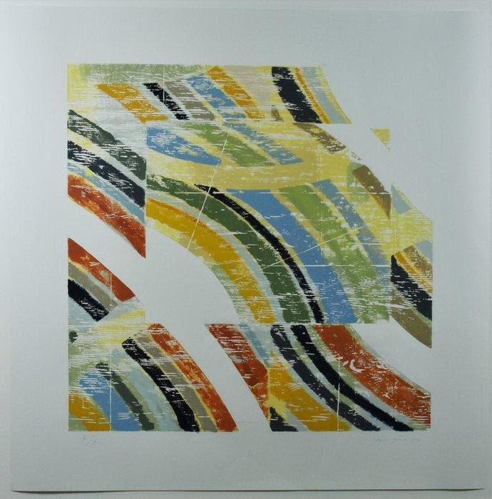 Joris Geurts (1958) - Gekleurde lijnen, Antiquités & Art, Antiquités | Autres Antiquités