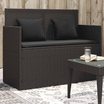 vidaXL Tuinbank met kussens poly rattan zwart, Verzenden, Nieuw