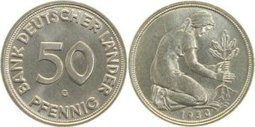 Duitsland 50 Pfennig 1950 G Bank duitser Laender bfr/stgl..., Verzenden