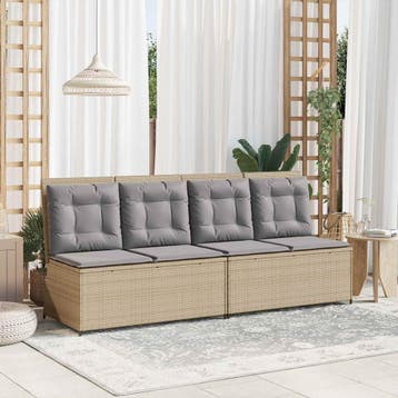 vidaXL Tuinbank Beige poly rattan, Verzenden, Nieuw