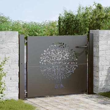 vidaXL Tuinpoort 110 x 105 cm Poedercoated staal Zwart, Verzenden