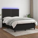 vidaXL Boxspring met matras en LED stof zwart 140x200 cm, Verzenden