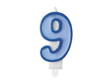 Kaars 9 Jaar Blauw 7cm, Verzenden, Nieuw