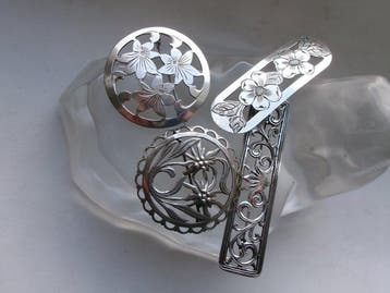 Zilver - Broche - Art Nouveau: 4 broches, Antiek en Kunst