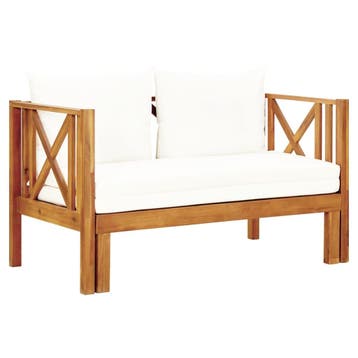 vidaXL Tuinbank 2-zits met kussens 122 cm massief acaciahout, Verzenden