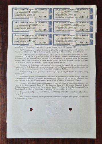 Pays-Bas. 1000 Gulden 1957 - Netherlands Railways (Sans prix