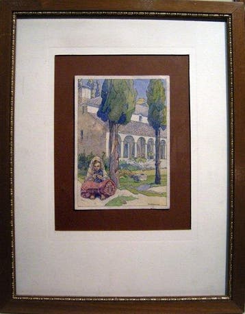 Richard Faulhammer (1883 - 1951) - Girl in a monastery court, Antiquités & Art