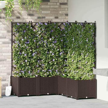 vidaXL Plantenbak 5 st Bruin 120 x 120 x 143 cm PP, Verzenden, Nieuw