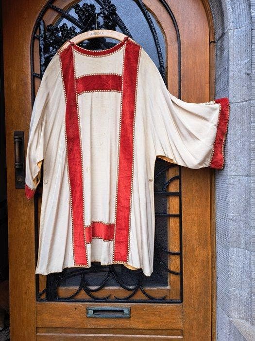 Chasuble Kazuivel Kerk Gewaad - Antiek - Beige zalm Rood, Antiek en Kunst, Kunst | Niet-Westerse kunst