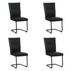 Set van 4 Leren eetkamerstoelen Retro - Toledo Nero (zwart), Ophalen of Verzenden
