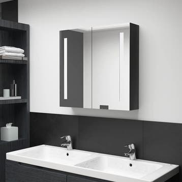 vidaXL Badkamerkast met spiegel en LED 62x14x60 cm glanzend, Verzenden, Nieuw