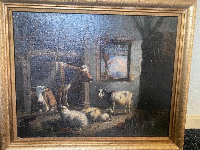 W. Kooiman (1831-1881) - Stal tafereel, Antiek en Kunst, Kunst | Schilderijen | Klassiek