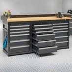 Datona Werkbank PRO met eiken werkblad en 18 lades - 200 cm, Ophalen of Verzenden, Nieuw