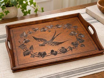 Antiek houten dienblad - Dienblad - Hout - Kerfsnede